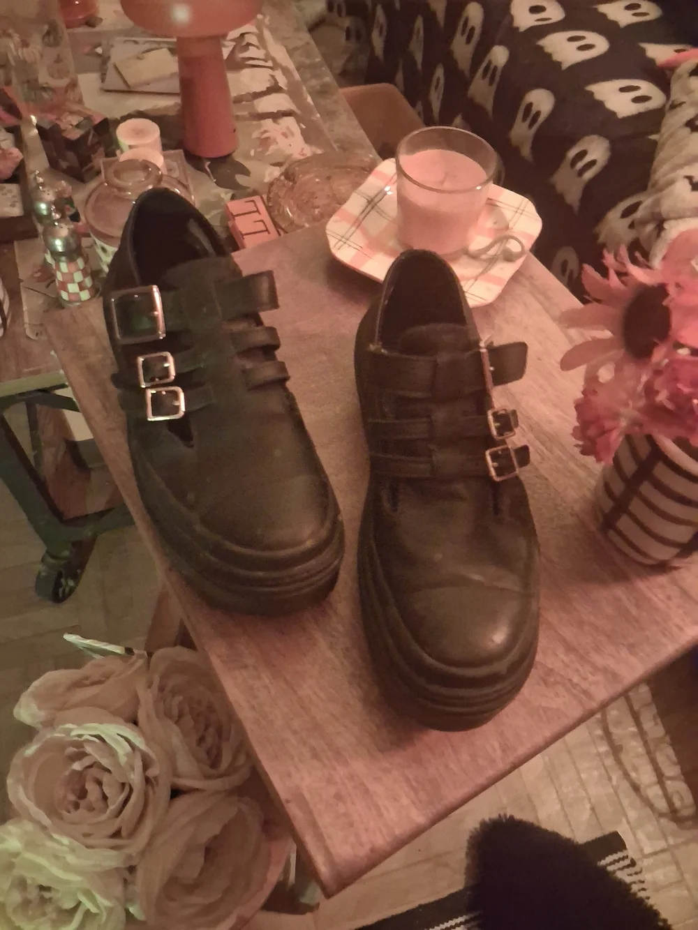 Converse Black Platform Buckle Sneakers